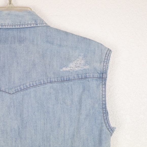 AllSaints Cannon Chambray Denim Snap Shirt Women’s XS (US 0) - Picture 8 of 8